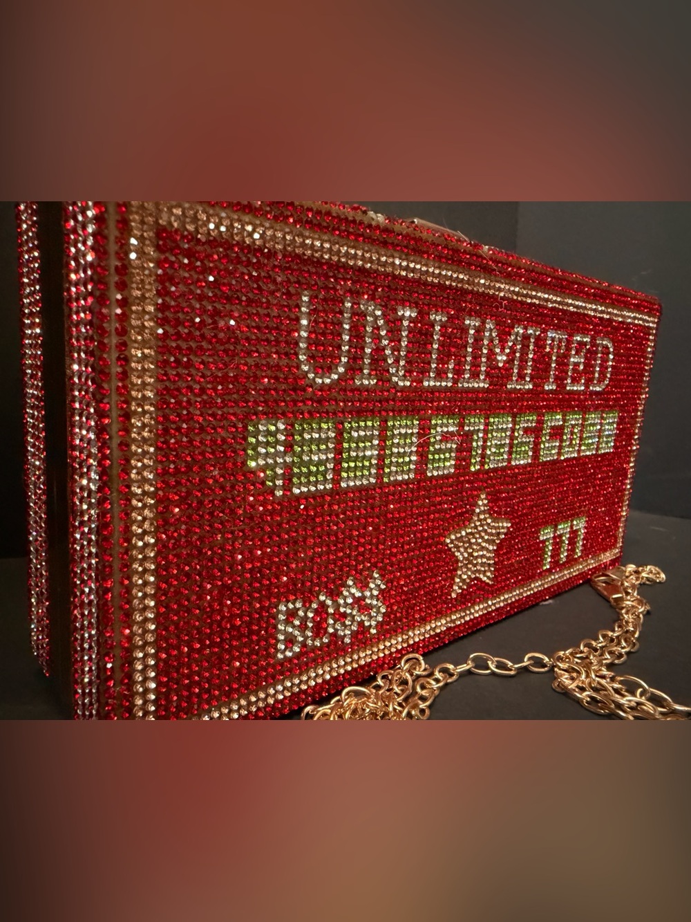 Red Crystal Embellished Evening Clutch - Picture 2 of 7